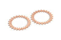 Copper Circle Charm, 2 Raw Copper Circle Charms With 2 Holes, Copper Connectors, Findings, Connectors (42x0.80mm) M01621