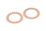 Copper Circle Charm, 2 Raw Copper Circle Charms With 2 Holes, Copper Connectors, Findings, Connectors (42x0.80mm) M01621