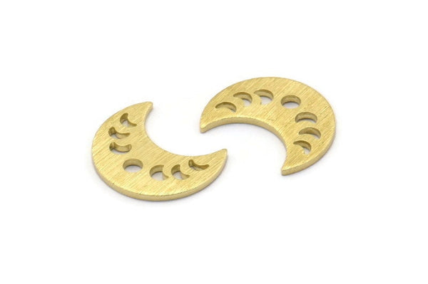 Brass Moon Blank, 24 Textured Raw Brass Crescent Moon Phases Blanks (15x8x1mm) M01863