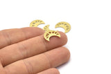 Brass Moon Blank, 24 Textured Raw Brass Crescent Moon Phases Blanks (15x8x1mm) M01863