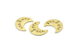 Brass Moon Charm, 24 Textured Raw Brass Crescent Moon Phases Charms With 1 Hole (15x8x1mm) M01862