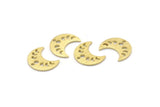 Brass Moon Charm, 24 Textured Raw Brass Crescent Moon Phases Charms With 1 Hole (15x8x1mm) M01862