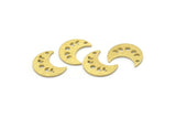 Brass Moon Charm, 24 Textured Raw Brass Crescent Moon Phases Charms With 1 Hole (15x8x1mm) M01864