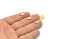 Brass Oval Charm, 100 Raw Brass, Textured Brass Charm, Tiny Brass Oval Charms With 2 Holes (12x5x0.80mm) M01878