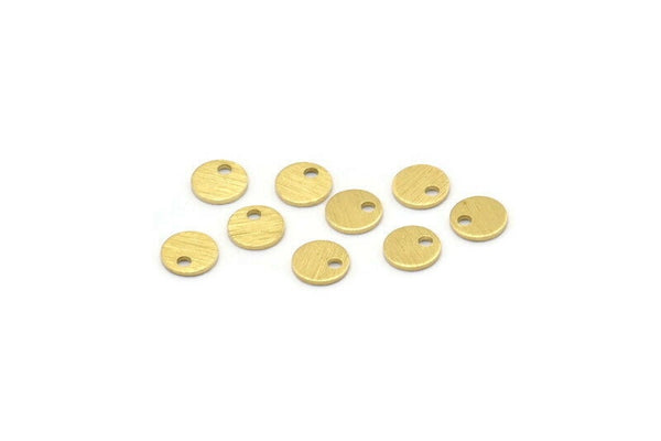 Brass Round Tag, 100 Textured Raw Brass Round Charms With 1 Hole (6x0.70mm) M01855