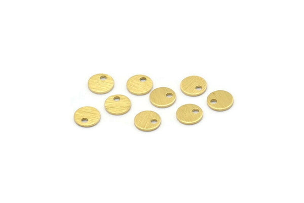 Pirinç Yuvarlak Etiket, 1 Delikli 100 Dokulu Ham Pirinç Yuvarlak Tılsım (6x0,70 mm) M01855