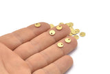 Brass Round Tag, 100 Textured Raw Brass Round Charms With 1 Hole (6x0.70mm) M01855