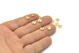 Brass Round Tag, 100 Textured Raw Brass Round Charms With 2 Holes (6x0.70mm) M01856