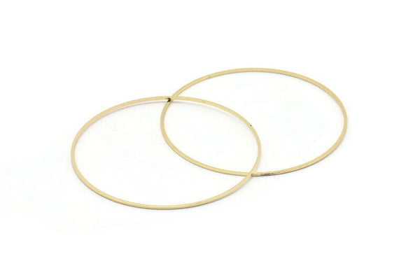 65mm Circle Connectors - 4 Gold Plated Brass Circle Connectors (65x1x1mm) Bs 1104 Q0696