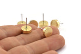 Brass Round Earring, 6 Raw Brass Round Stud Earrings (10x3mm) D0370 A2043