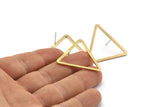 Brass Triangle Earring, 6 Raw Brass Triangle Stud Earrings (33x29x2x1mm) D1022 A2032