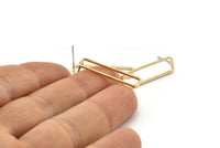Brass Rectangle Earring, 10 Raw Brass Rectangle Stud Earrings (7x26x1mm) D0166 A2038