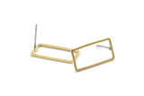 Brass Rectangle Earring, 12 Raw Brass Rectangle Stud Earrings (10x20x0.80mm) D0328 A2034