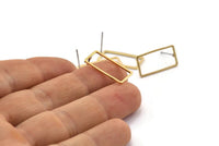Brass Rectangle Earring, 12 Raw Brass Rectangle Stud Earrings (10x20x0.80mm) D0328 A2034