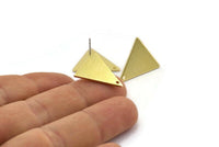 Brass Triangle Earring, 4 Raw Brass Triangle Stud Earrings (19x18x1mm) M01101 A2012