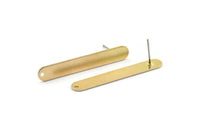 Brass Oval Earring, 6 Raw Brass Oval Stud Earrings (39x6x0.80mm) D1355 A2021