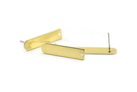 Stud Earring, 6 Raw Brass Geometric Stud Earrings (27.5x6.5x1mm) BS 1933 A2050