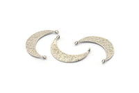 Hammered Crescent Pendant, 3 Antique Silver Plated Brass Hammered Crescent Pendants With 2 Loops (29.5x7.5x1mm) BS 1895