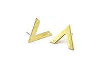 Brass Earring, 10 Raw Brass V Shaped Stud Earrings With 2 Holes (22x18x1mm) M01245 A2245