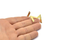 Brass Earring, 10 Raw Brass V Shaped Stud Earrings With 2 Holes (22x18x1mm) M01245 A2245