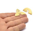 Brass Semi Circle Earring, 6 Raw Brass Semi Circle Stud Earrings (31x14x0.90mm) M821 A2243