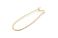 Gold Earring Wires, 10 Gold Plated Brass Earring Wires (47x15x0.8mm) BS 2089 Q1076