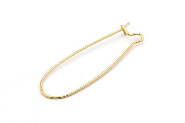 Gold Earring Wires, 10 Gold Plated Brass Earring Wires (47x15x0.8mm) BS 2089 Q1076