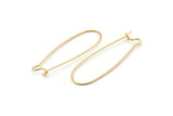 Gold Earring Wires, 10 Gold Plated Brass Earring Wires (47x15x0.8mm) BS 2089 Q1076