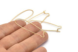 Gold Earring Wires, 10 Gold Plated Brass Earring Wires (47x15x0.8mm) BS 2089 Q1076