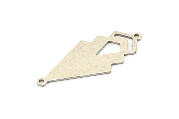 Gümüş Üçgen Charm, 2 Döngülü 2 Antik Gümüş Kaplama Pirinç Elmas Charm (51x22x1mm) M01148