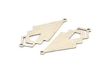 Gümüş Üçgen Charm, 2 Döngülü 2 Antik Gümüş Kaplama Pirinç Elmas Charm (51x22x1mm) M01148