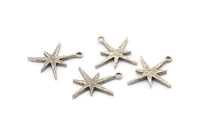 Silver Boom Charm, 4 Antique Silver Plated Brass Boom Charms With 1 Loop (25x23x2mm) N1487