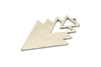 Silver Triangle Charm, 2 Antique Silver Plated Brass Tree Charms With 1 Loop (49x33x1mm) M01233 H1302