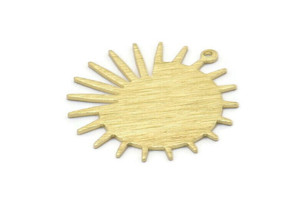 Brass Sun Charm, 8 Textured Raw Brass Sun Charms With 1 Loop, Findings (29x28x0.80mm) M02002