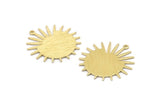 Brass Sun Charm, 8 Textured Raw Brass Sun Charms With 1 Loop, Findings (29x28x0.80mm) M02003