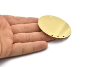 Huge Round Blank, 2 Huge Raw Brass Round Charms With 4 Holes (52mm) A2256