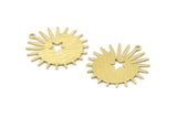 Brass Sun Charm, 8 Textured Raw Brass Sun And Star Charms With 1 Loop, Findings (29x28x0.80mm) M02010