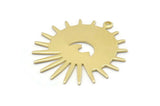 Brass Sun Charm, 8 Raw Brass Sun And Eye Charms With 1 Loop, Findings (29x28x0.80mm) M02017