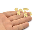 Brass Face Blanks, 50 Raw Brass Face Blanks (17x11x0.40mm) A2257