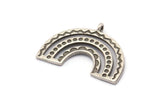 Silver Charm,4 Antique Silver Plated Brass, Silver Pendants, Charm Pendants, Silver Semi Circle Charms With 1 Loop (25x19x1.2mm) N1474 H1308