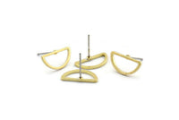 Semi Circle Earring, 10 Raw Brass Semi Circle Stud Earrings (8x15x1mm) D0022 A2094