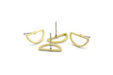 Semi Circle Earring, 10 Raw Brass Semi Circle Stud Earrings (8x15x1mm) D0022 A2094