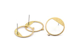 Brass Round Earring, 8 Raw Brass Textured Round Stud Earrings With 1 Loop (22x21x0.70mm) D0772 A2091