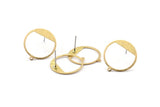 Brass Round Earring, 8 Raw Brass Textured Round Stud Earrings With 1 Loop (22x21x0.70mm) D0772 A2091