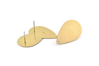 Brass Drop Earring, 4 Raw Brass Drop Stud Earrings (31x20x0.80mm) D0818 A2088