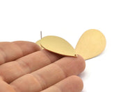 Brass Drop Earring, 4 Raw Brass Drop Stud Earrings (31x20x0.80mm) D0818 A2088