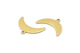 Brass Moon Charm, 12 Raw Brass Crescent Moon Charms With 1 Loop (10x25x0.80mm) A1803