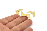 Brass Moon Charm, 12 Raw Brass Crescent Moon Charms With 1 Loop And 1 Hole (10x25x0.80mm) A1722