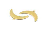 Brass Moon Charm, 12 Raw Brass Crescent Moon Charms With 1 Loop (10x30x0.80mm) A1723