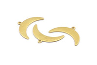 Brass Moon Charm, 12 Raw Brass Crescent Moon Charms With 1 Loop (10x30x0.80mm) A1723